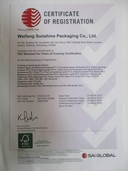 FSC - Weifang Sunshine Packaging Co., Ltd.