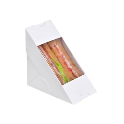 China Recyclable Private White Color Triangular Food Packaging Design Open Egg Drop Eco Cake Toast Kebab Pizza Box Sandwich Tray for sale