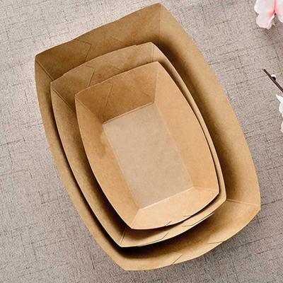 China 5 Pounds Fast Food Cardboard Brown Kraft Paper Heavy Duty Disposable Boat Basket Heavy Duty Grease Paper Food Paper Trays for Fries for sale