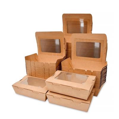 China Hot-selling Custom Large Environmentally Large Large Disposable Take Away Hot Food Kraft Supply Packaging Cardboard Boxes With Window for sale