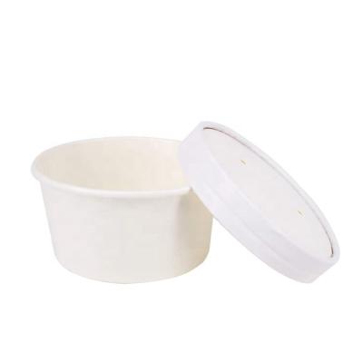 China Factory Disposable Supplies White Bento Carton Cardboard Food Container Hot Dessert Food Paper Bowls With Lid for sale