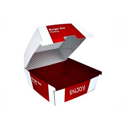 China Custom Made Eco Friendly Wholesale Disposable Printed Take Away Burger And Fries Waxed Paper Pulp Packaging Box for sale