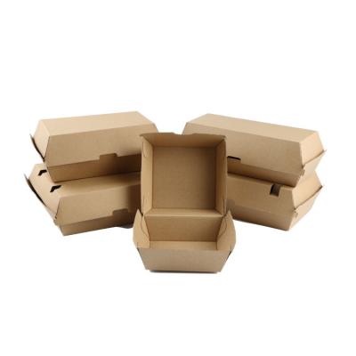 China Recycled Brown Corrugated Paper Material Custom Packaging Hamburger Food Material Cardboard Box With Lid for sale