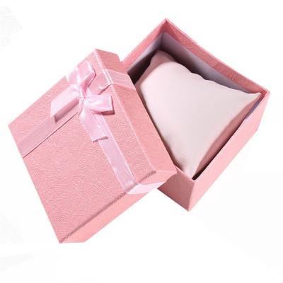 China Eco Friendly Recycled Small Gift Packaging Materials Counter Display Pink Cardboard Box With Ribbon for sale