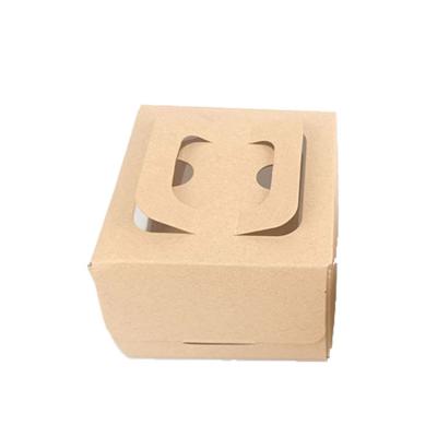 China Professional Material Supplier Recycled Brown Material Handle Kraft Paper Cake Cardboard Box With Clear Top for sale