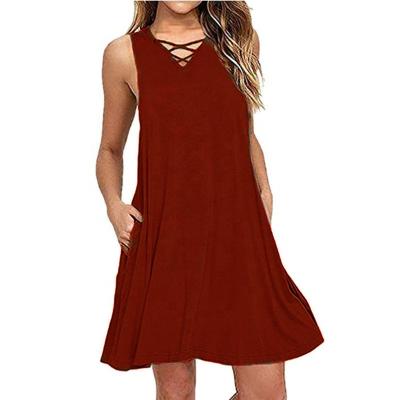 China Breathable Selling Like Hot Cakes Fashion New V-Neck Women Sleeveless Dress for sale