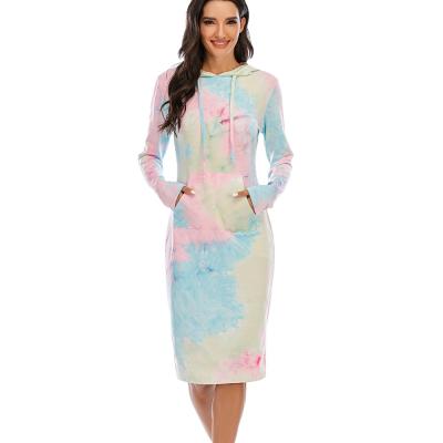 China Qiu QUICK DRY Blow Dye Tie-Dye Fashion Hooded Women's Clothing Long Sleeve Clothing for sale