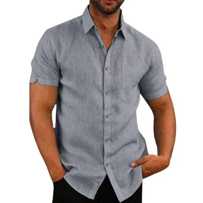 China Breathable Lapel Sheer Color Button Mens Shirts With Short Sleeves for sale