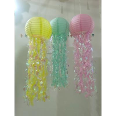 China Lovely Durable Little Mermaid Under The Sea Theme Party Decoration Birthday Tableware Set Jellyfish Paper Lanterns for sale