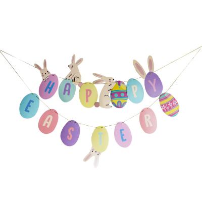 China Bunny Rabbit Paper Garland Hip Popcorn Easter Hop Egg Shaped Banner for sale