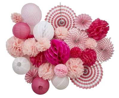 China Decoration Paper Flowers Paper Ball Lanterns Combination FansCelebration Home Decor Modeling Kit for sale