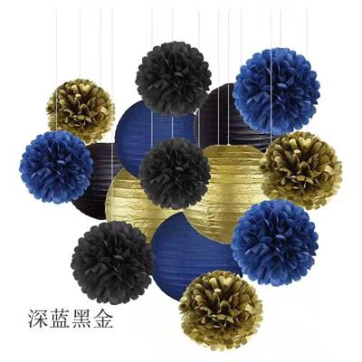 China Europe Party Decoration Hanging Paper Lantern Halloween Pom Pom Set Birthday Wedding Paper Decoration for sale