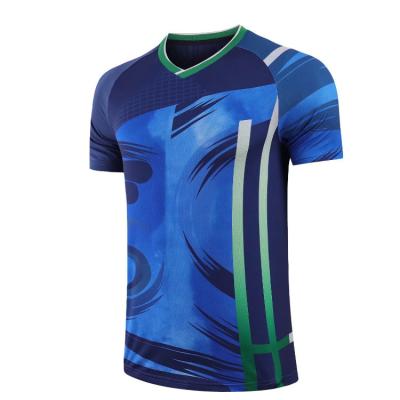 China Quick-drying men's and women's short-sleeved shirts, tennis clothes, table tennis training clothes, team print for sale