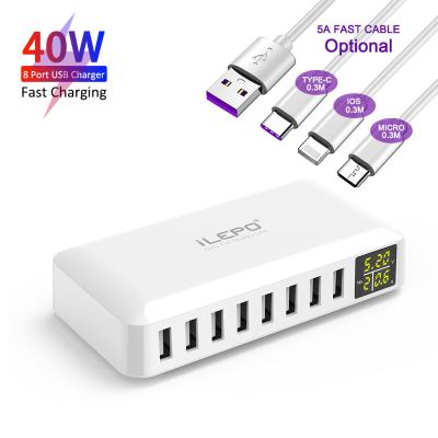 China Wholesale 40W USB Multi Charger Custom Fast Multi Charger Mobile Phone Charging Station USB Charger for sale