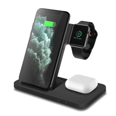 China Wireless Qi Charger Station Wirless QI Fast Charger Pad Portable Cell Phone 3 in 1 Wireless Charger for sale