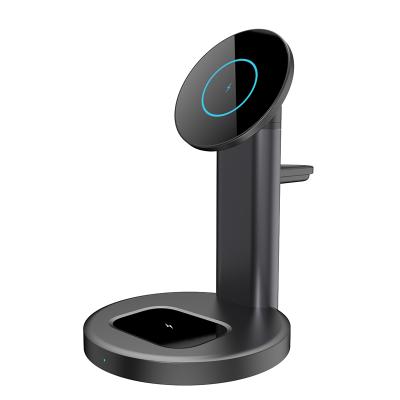 China 15W Fast Wireless Charger 3 in 1 Wireless Charger Stand Mobile Phone Holder Fast Charging Multifunctional Wireless Charger for sale