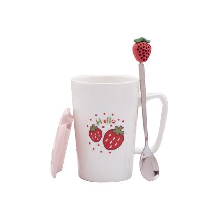 China Disposable Japan And South Korea Lovely Strawberry Cool Sweet Student Cup Ceramic Drinkware Mug for sale