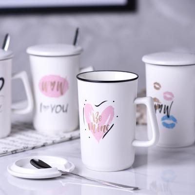 China Nordic Disposable Simple Straight Love Couples Cup Cylinder D Cup Student Drinkware Ceramic Coffee Mug for sale