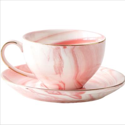 China Disposable European Home Afternoon Tea Simple British Creative Marble Discovery Golden Coffee Cup Set Ceramic Coffee Cups for sale