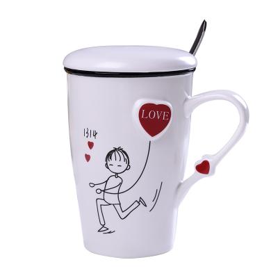 China Disposable Ceramic Mug Logo Tea Coffee Cup Valentine's Day Gift Milk Breakfast Cup for sale