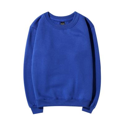 China anti wrinkle classic blue color crewneck custom logo embossed embroidery embossed men's pullover sweatshirts for sale