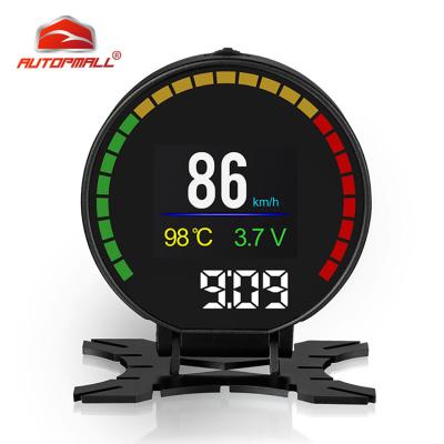 China Heads-up P15 HD TFT Display 2.84 Inch Tachometer OBD2 Head Up Speed ​​Hud Display OBD Code Reader Tire Pressure Meter Alarm Water Temperature Oil Temperature Gauge for sale