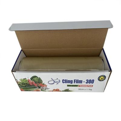 China Customized Food Grade Household Food Packaging PVC Moisture Proof Stretch Cling Film Food Grade 10 With Metal Cutter for sale