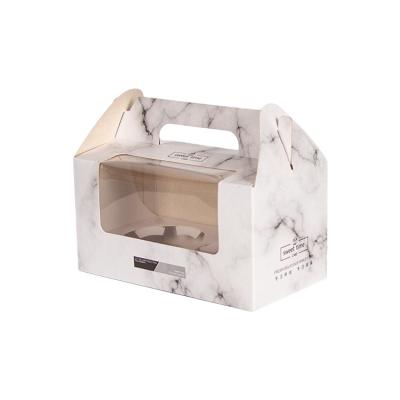 China Disposable High Quality White Take Out Paper Cake Box With Handle Cake Box With Window Custom Cake Box for sale