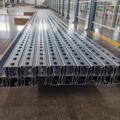 China 1.5mm-2.5mm Thickness Galvanized Steel C Strut Channels Roll Forming Machine With Punched Holes for sale