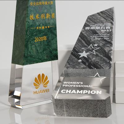 China Custom Modern Europe Business Gift Personalized Breathable Personalized Eco-Friendly Glass Crystal Trophy Marble Medal for sale