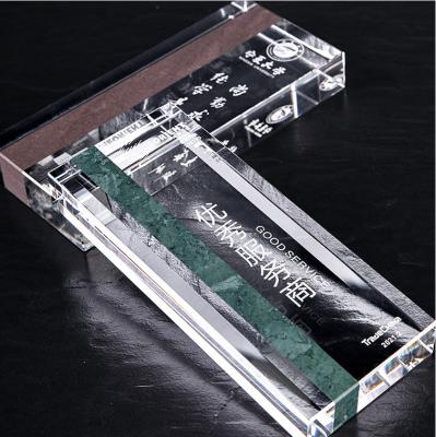 China Europe 2022 Cheap Wholesale Blanks Rectangle Award Clear Material Glass Trophies With Engraved Logo Custom Award Crystal Glass Trophy for sale