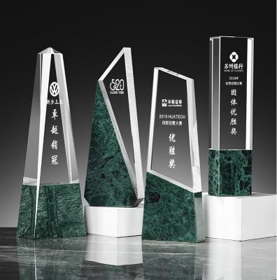 China Custom Europe Glass Award Acrylic Trophies Crystal Trophy Globo Terraqueo De Cristal Trofeo Crystal Plaque Glass Green Plaque for sale