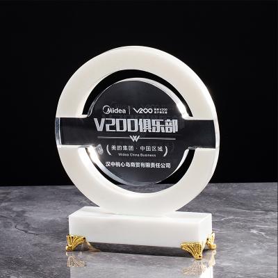 China Europe Wholesale Custom Glass Trophy Round Shaped Crystal Paper Weight With Flat Bottom for sale