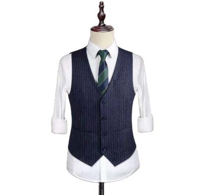 China 68%polyester 29%rayon 3%spandex polyester plain black anti-static striped business casual suit vest for men for sale