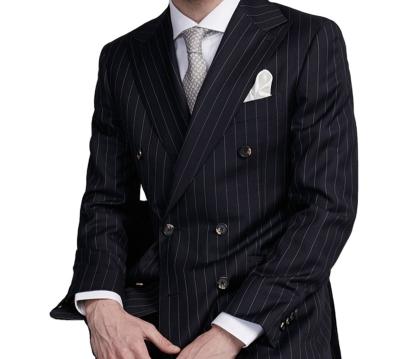 China High Quality Italian Wrinkle Resistant Stripe Cloth Mens Office Work Business Men Suit for sale