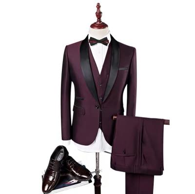 China Wrinkle Resistant Soft Style Men's Red Boys Suits Formal Dress Dress 3 Piece Designs Wedding Suit for sale