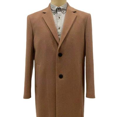 China Comfortable European Clothing Style Long Notched Men's Trench Woolen Overcoat for sale