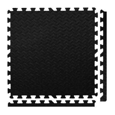 China Heat Insulation/Convenience/Wholesale High Density Stable Simple Black Soft Floor Puzzle Embossing Anti Slide EVA Interlocking Foam Tiles Gymnasium Floor Mats Interlocking Mats for sale