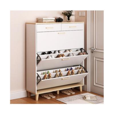 China K&B Home Style Shoe Rack Cabinet Adjustable Modern Simple White Furniture Storage Wooden Cabinets (Others) With 2 Drawers for sale