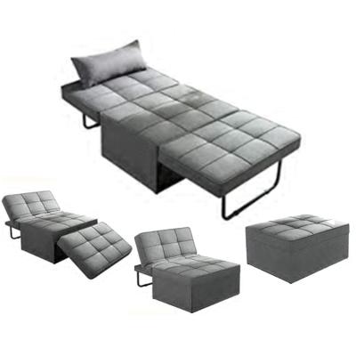 China K&B Extended Modern Multifunctional Sofa With Folding Bed Stool Lounger Fabric Guest Bed Gray Sleeper Sofa Bed for sale