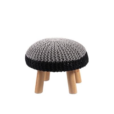 China Newest K&B Home Sale Wooden Leg Fabric Stool Convertible Hot Creative Modern Cheap Wool Knitted Chair for sale