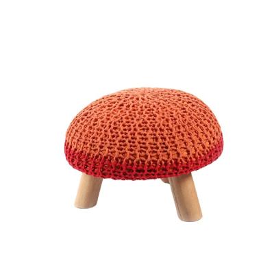 China Hot Sale Convertible Modern Round K&B Wooden Wool Knitted Fabric Baby Kids Sitting Bar Stool Furniture In Living Room for sale