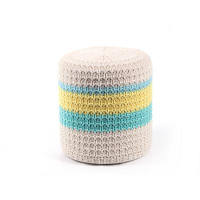 China Wholesale Cheap K&B Convertible Round White Blue Yellow Wool Knitted Fabric Chair Stool Ottomans Stools Floor Cushions Cheap Chair for sale