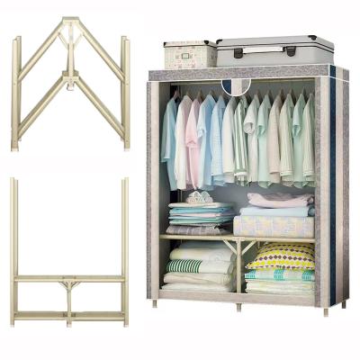 China K&B Modern Foldable Foldable Wardrobes Kids Clothes Fabric Wardrobe Zipper Portable Wardrobe With Metal Frame for sale