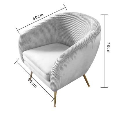 China Wholesale Luxury Modern Gray Vintage Metal Fabric Home Small Velvet Chair K&B Single Sofa Armchair For Home for sale