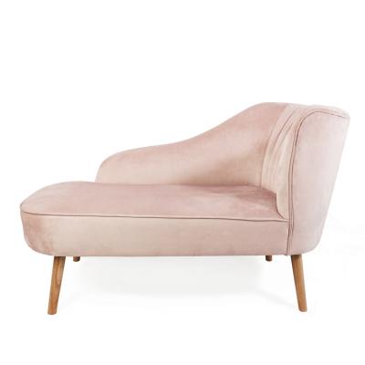 China Modern NEW Design K&B Cheap Chair Solid Wood Velvet Plywood Lounger Cheap Luxury Pink Reclining Soft Chair Wholesale Tufted Sofa for sale