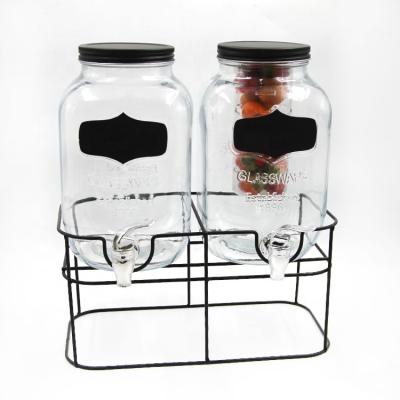 China Hot Selling Double Storage 1gallon Glass Drink Dispenser Eco - Friendly With Tap for sale