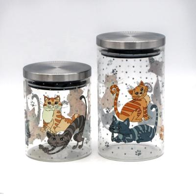 China Sustainable Logo Printing High Borosilicate Glass Jar With Lid for sale