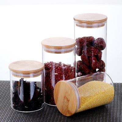 China High Sustainable Borosilicate Glass Jar With Bamboo Lid for sale