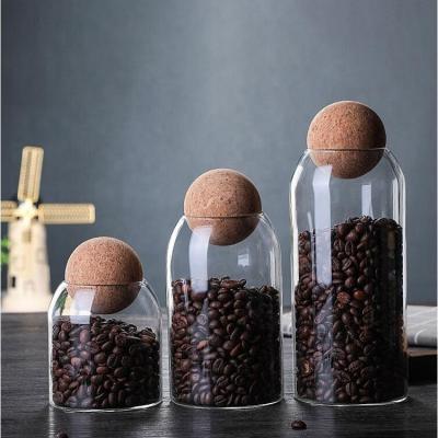 China High sustainable borosilicate glass jar with cork ball for sale